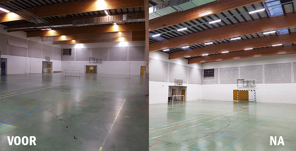 70 procent besparing op de energiefactuur na relighting sportzaal Waregem - ©Voltron®